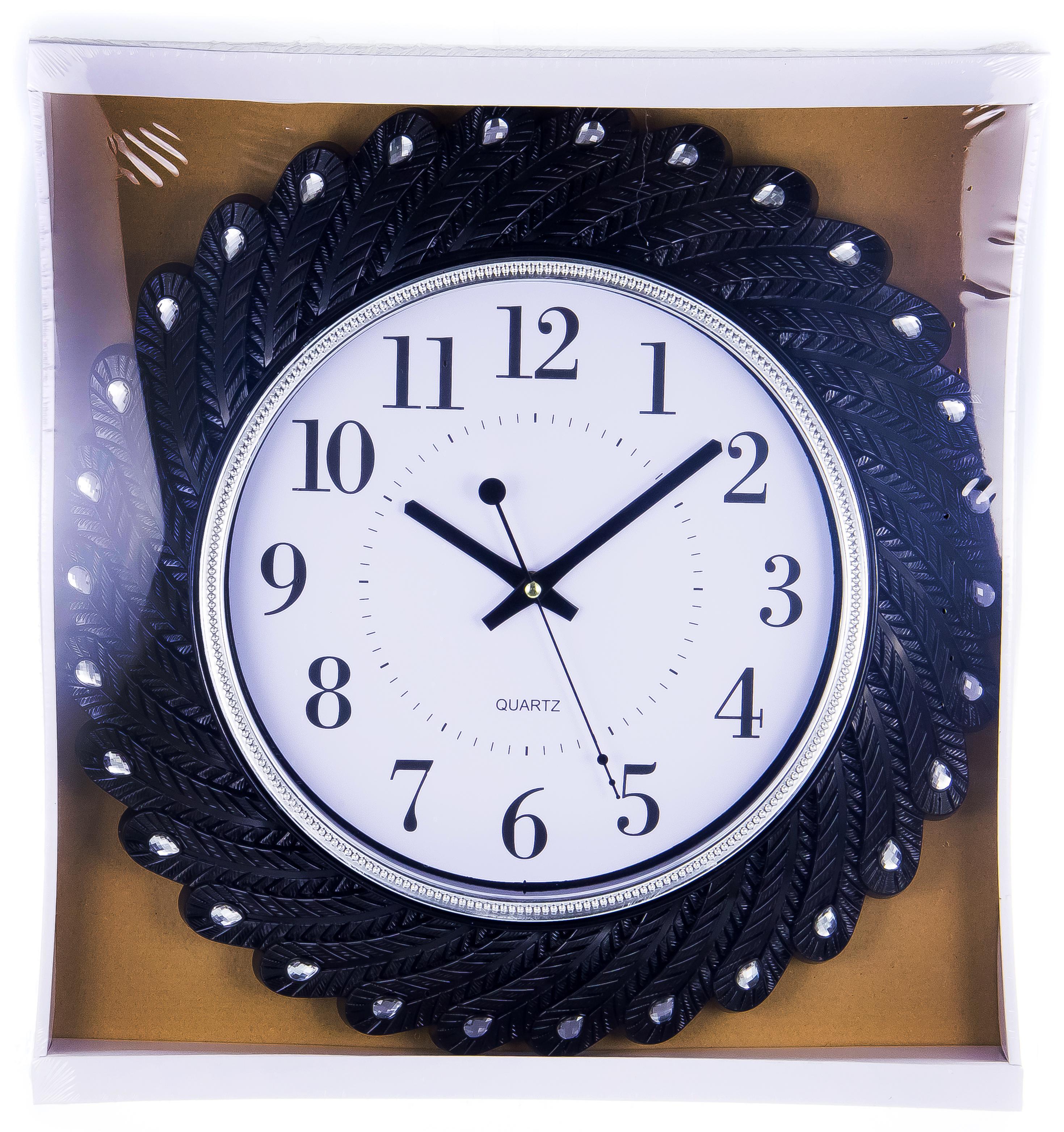 Часы настенные круглые Home art «ЧЕРНЫЕ ПЕРЬЯ» 43 см